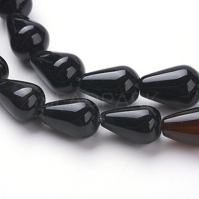 Grade A Natural Black Onyx Beads Strands G-G731-06-12x8mm-01-1
