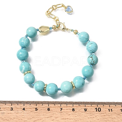 Natural Magnesite Round Beaded Bracelets for Women BJEW-A170-01G-1