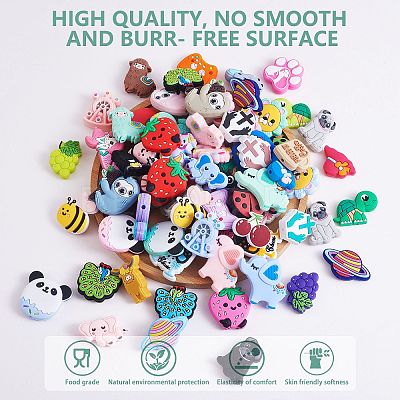 12Pcs 4 Colors Silicone Focal Beads JX774A-1