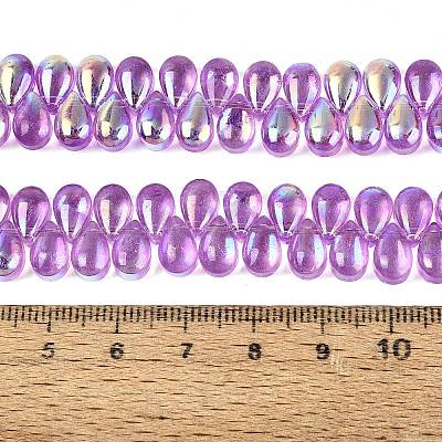 Electroplate Transparent Glass Beads Strands EGLA-N057-01A-08-1