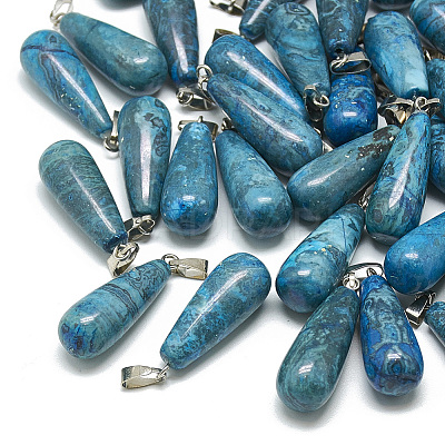 Dyed Natural Blue Agate Pendants X-G-T081-23-1