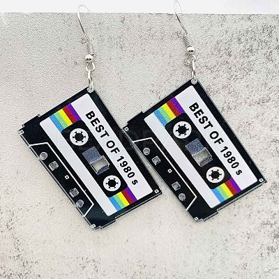 Alloy Acrylic Tape Dangle Earrings FS-WG804D6-10-1