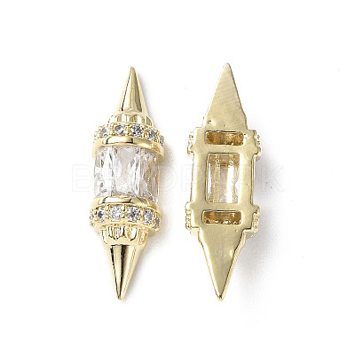 Brass Micro Pave Clear Cubic Zirconia Cabochons KK-A174-06G-1