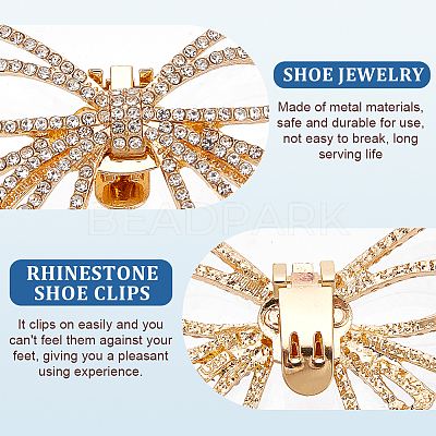 2Pcs Bowknot Alloy Rhinestone Shoe Decorations FIND-CP0002-24B-1