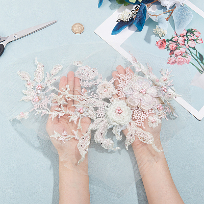 3D Flower Organgza Polyester Embroidery Ornament Accessories DIY-WH0297-20D-1