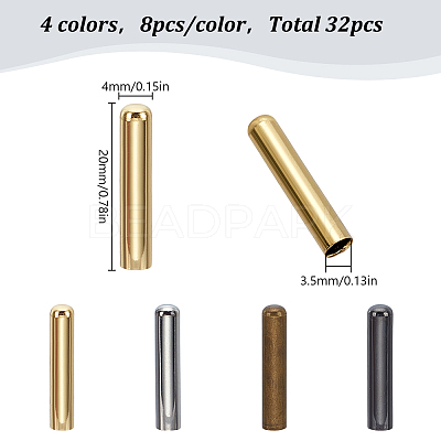 32Pcs 4 Colors Brass Cord Ends AJEW-LP0001-01-1