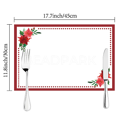 Rectangle with  Flower Pattern Cotton Linen Cloth Table Mat AJEW-WH0196-004-1