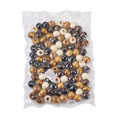 100Pcs 5 Colors Wooden Beads WOOD-CD0001-13-1
