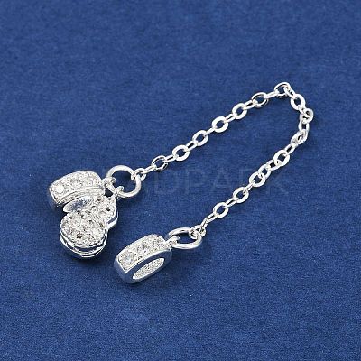 Brass Pave Clear Cubic Zirconia European Safety Chains with Charms KK-L236-15D-S-1