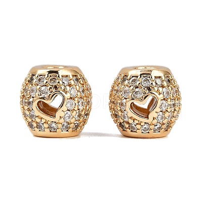 Brass Micro Pave Cubic Zirconia Beads KK-F906-23G-1