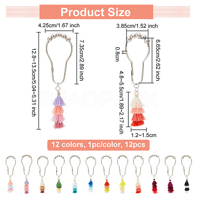 12Pcs 12 Color Iron Shower Bathroom Curtain Rings HJEW-AB00221-1