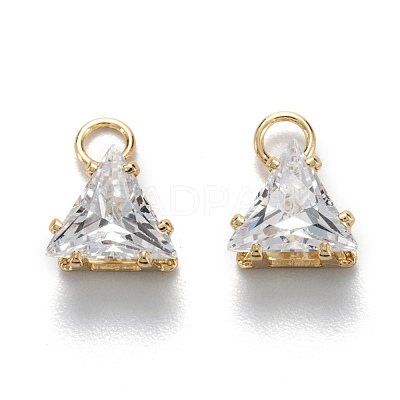 Brass Clear Cubic Zirconia Charms ZIRC-G170-15G-1