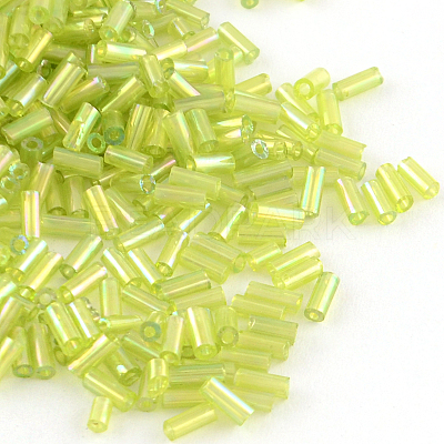 AB Color Plated Glass Bugle Beads SEED-R011-164-1