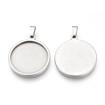 Tarnish Resistant 201 Stainless Steel Pendant Cabochon Settings Y-STAS-S073-07P-1