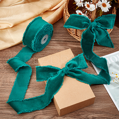 10 Yards Velvet Frayed Ribbon SRIB-WH0011-226C-1
