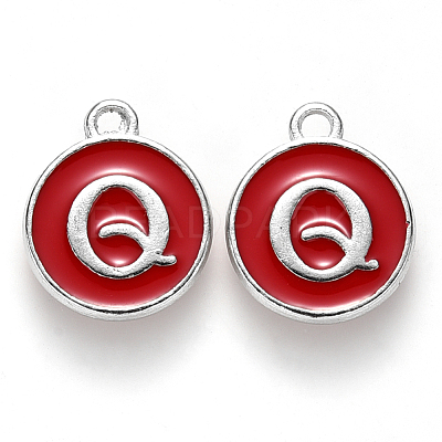 Platinum Plated Alloy Enamel Charms ENAM-S118-03Q-P-1