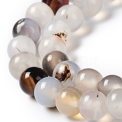 Natural Dendritic Agate Beads Strands G-D845-04-8mm-1