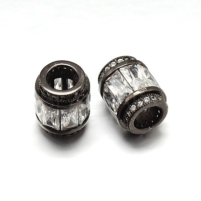 Column Brass Micro Pave Cubic Zirconia European Bead ZIRC-N017-20B-NR-1
