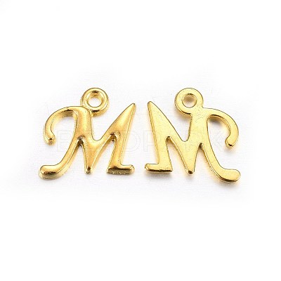 Golden Plated Alloy Letter Pendants X-PALLOY-J718-01G-M-1