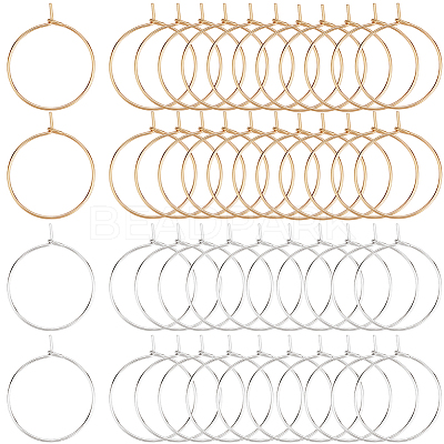 100Pcs 2 Colors 316 Surgical Stainless Steel Wine Glass Charms Rings STAS-BBC0005-95A-1