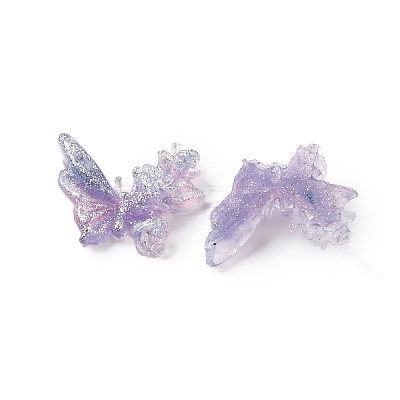 Butterfly with Flower Transparent Resin Cabochons FIND-L019-06B-1