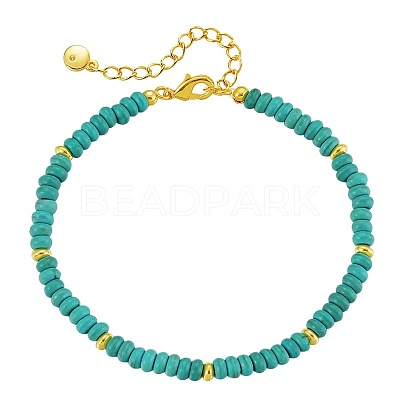 Bohemian Style Synthetic Turquoise Rondelle Beaded Bracelets for Women NJ4961-1