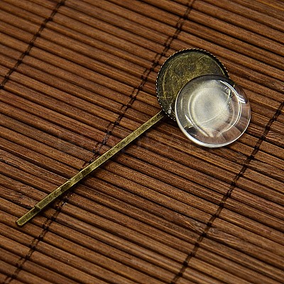 18mm Transparent Clear Domed Glass Cabochon Cover for Iron Hair Bobby Pin DIY Making DIY-X0070-1