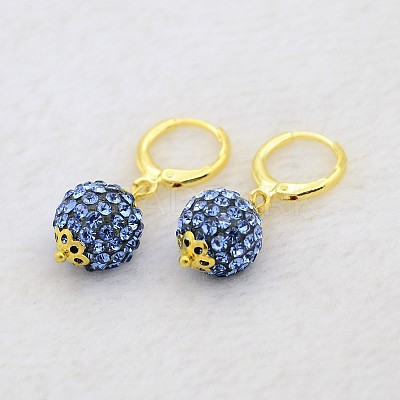 (Jewelry Parties Factory Sale)Dangling Round Ball Resin Rhinestone Earrings EJEW-J080-04G-1