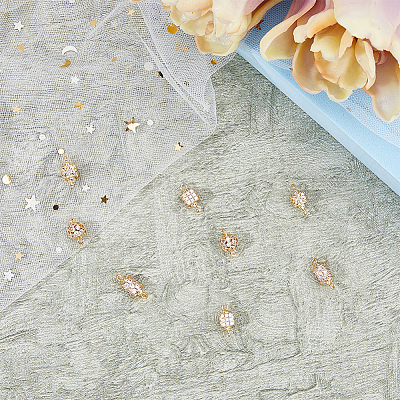 8Pcs 4 Styles Brass Micro Pave Clear Cubic Zirconia Connector Charms KK-DC0003-36-1