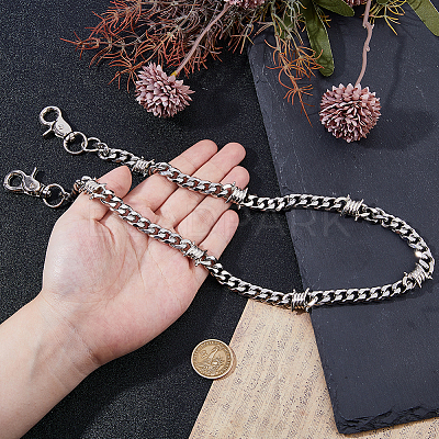 1Pc Stainless Steel Barbed Wire Trousers Chains AJEW-DC0002-18-1