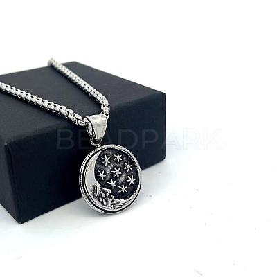 Men's 304 Stainless Steel Moon Star Pendant Punk Vintage Necklaces LK3922-1