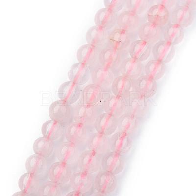 Natural Rose Quartz Round Beads Strands X-G-P072-05-4mm-1
