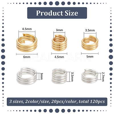 120Pcs 6 Styles Brass Split Rings KK-BC0012-97-1