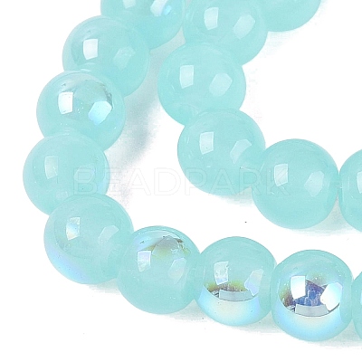 Electroplate Imitation Jade Glass Beads Strands EGLA-Q132-6MM-01B-06-1