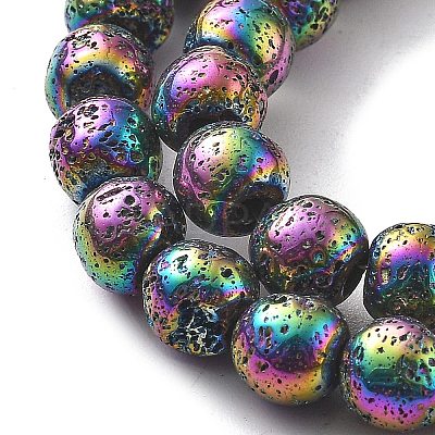 Electroplated Natural Lava Rock Beads Strands G-A251-B01-01I-1