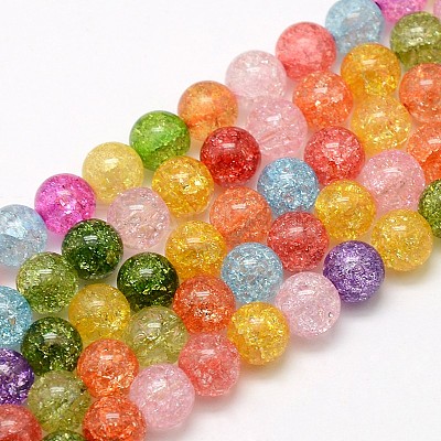 Synthetic Crackle Quartz Round Beads Strands G-L155-6mm-01-1