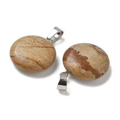 Natural Picture Jasper Pendants G-B127-14P-05-1