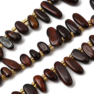 Dyed Natural Red Tiger Eye Beads Strands G-Z091-A17-1