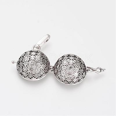 Brass Cage Pendants KK-R036-21AS-1
