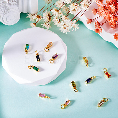 12Pcs 12 Colors Brass Micro Pave Cubic Zirconia Charms FIND-TA0005-61-1