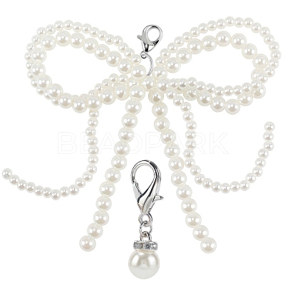 Plastic Imitation Pearl Shoe Charms AJEW-CP0006-58-1