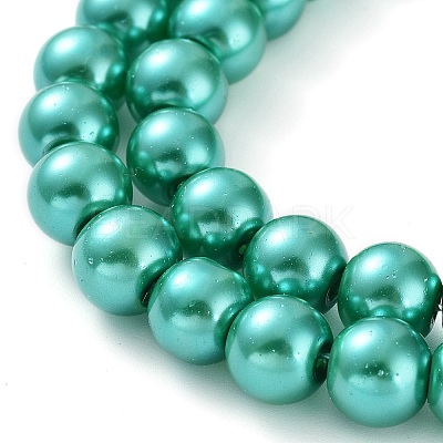 Baking Paint Pearlized Glass Pearl Round Bead Strands X-HY-Q330-8mm-29-1