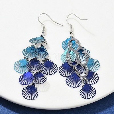 430 Stainless Steel Shell Shape Dangle Earrings EJEW-A137-03P-01-1