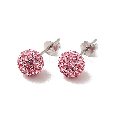 Sexy Valentines Day Gifts for Her 925 Sterling Silver Austrian Crystal Rhinestone Ball Stud Earrings Q286J111-1