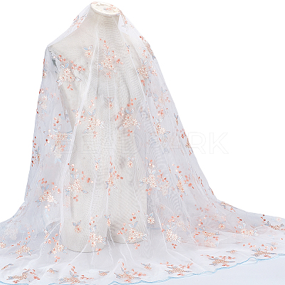 Flower Pattern Polyester Lace Fabic DIY-WH0061-021C-1