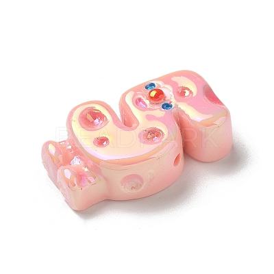 Electroplate Number Theme Resin Beads RESI-Q015-01F-1