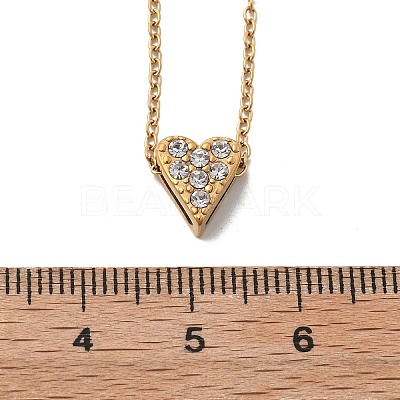 304 Stainless Steel Crystal Rhinestone Pendant Cable Chain Necklaces for Women NJEW-C062-01A-G-1
