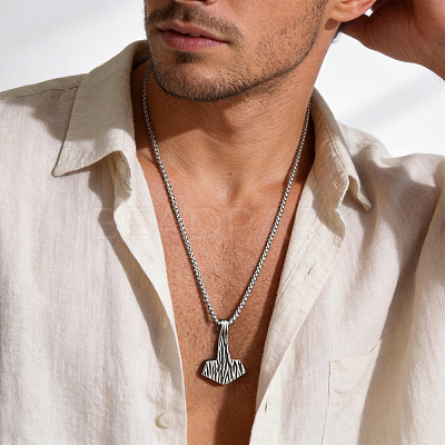 Vintage 304 Stainless Steel Viking Axe Pendant Necklaces for Men WG47AC0-01-1