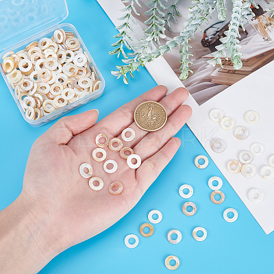 200pcs Natural Freshwater Shell Linking Rings SHEL-PH0001-22-1