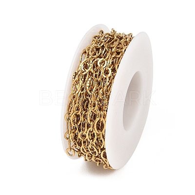 304 Stainless Steel Textured Oval Link Chains CHS-P028-11G-1